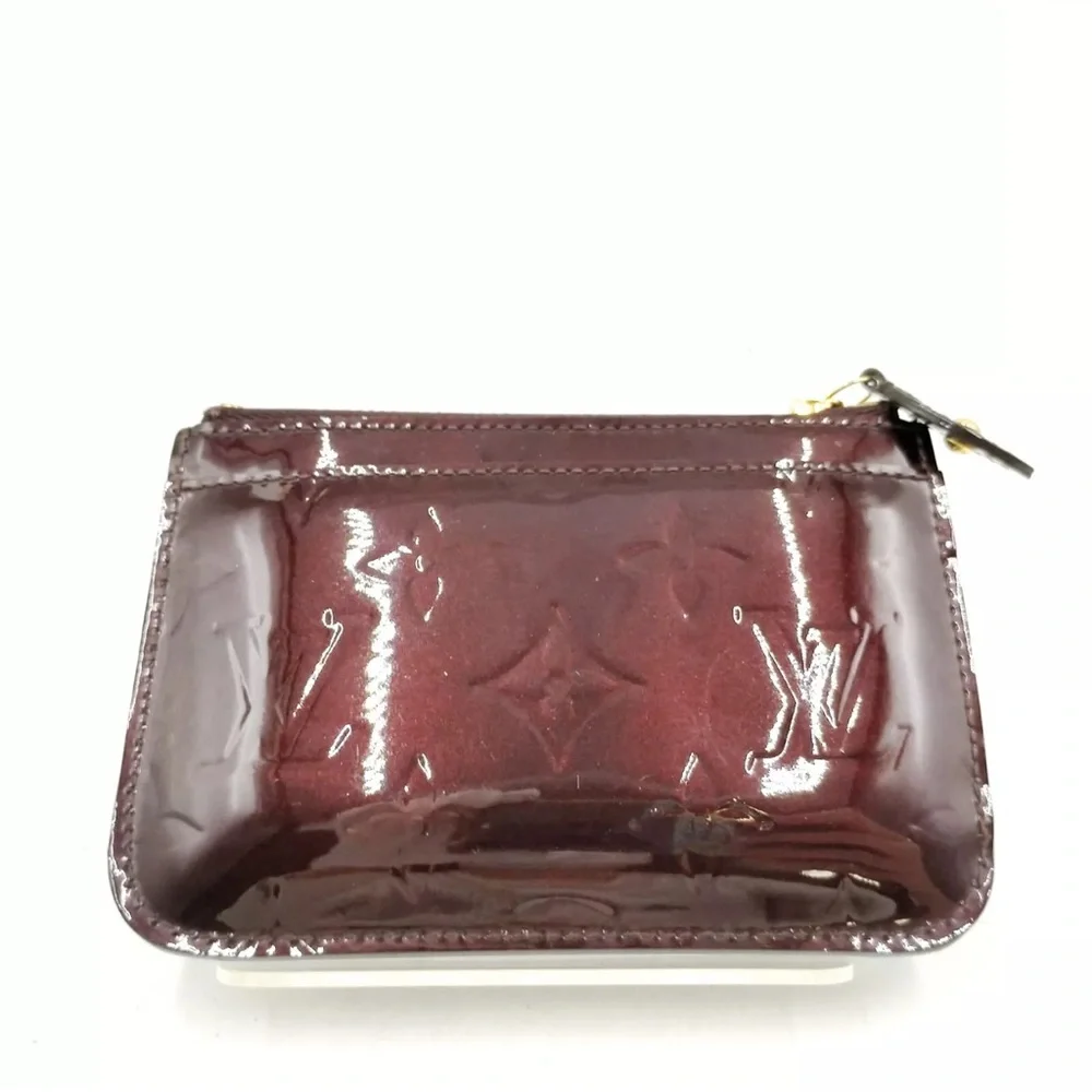 Louis Vuitton Key Chain Card Wallet Zipper Amarante Patent Leather Preowned - Picture 5 of 11
